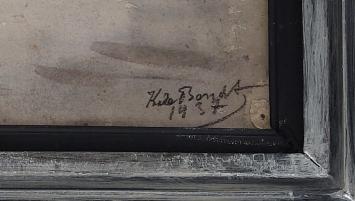 Aquarel uit 1937 van K. De Bondt, weg naar de boerderij