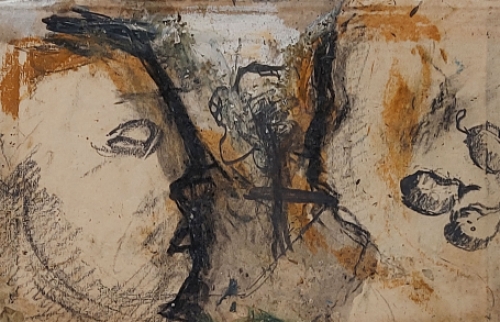 Belgische kunstenaar Karel Dierickx met een werkje uit 1997