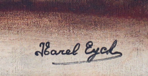 Winterlandschap bij valavond