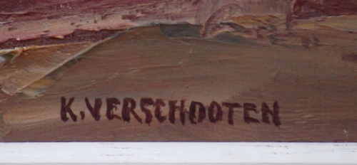 De Belgische kunstenaar Karel Verschooten met een scheldezicht