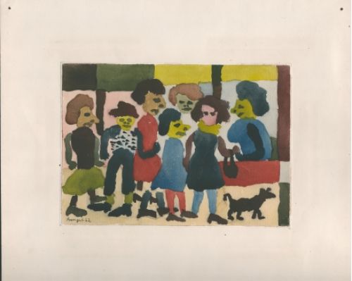 People at the market with dog 1962