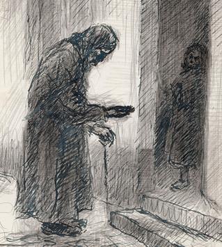 Tekening getekend door Jan Kennis, Mechelse kunstenaar