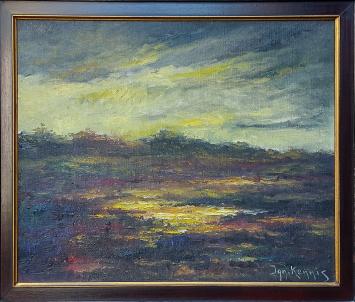 Ignace Kennis met een landschapsschilderij