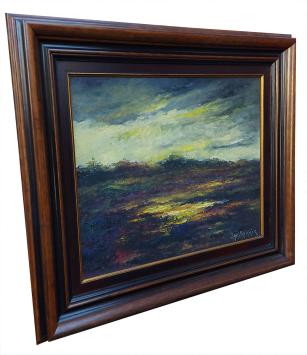 Weids landschap bij valavond