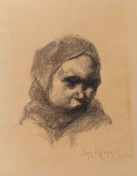 Ignace Kennis met een tekening van een meisje
