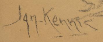 De Mechelse kunstenaar Ignace Kennis met een gesigneerde tekening