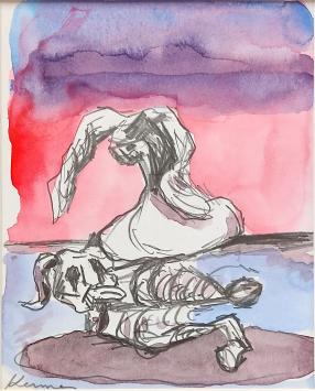 Belgian artist Marc Kennes with drawing