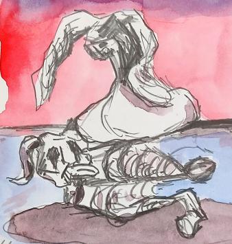 Tekening van de Belgische kunstenaar Marc Kennes