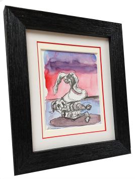 Opgehoogde tekening, vechtend in het water