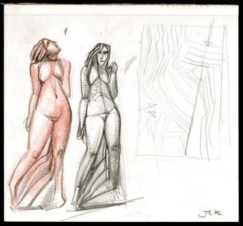 Houtskooltekeningen van de Belgische kunstenaar Jan Alfons Keustermans