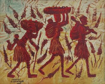 Olieverfschilderij van Mwenze Kibwanga