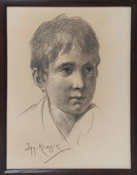 Ignace Kennis met een tekening van een kind