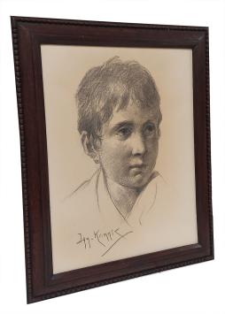 Tekening, lieflijk kinderkopje 1973