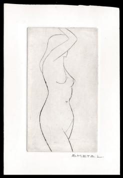 Staand naakt geëtst door Mechelse kunstenaar Léon Smets