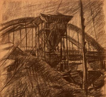 Harmen Klaas Post met een expressionistisch kunstwerk op papier