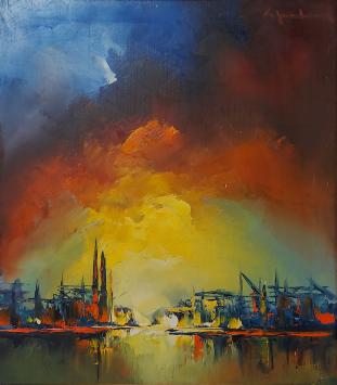 Schilderij op paneel van Leo Jordaens