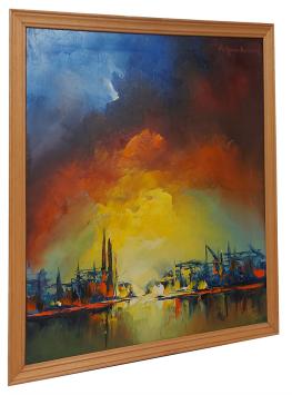 Zicht op kranen in de Antwerpse haven