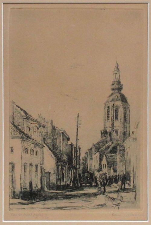 Belgische etser Romain Malfliet met een ets