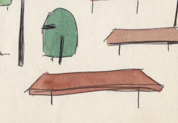 Opgehoogde tekening van de kunstenaar Koen Theys