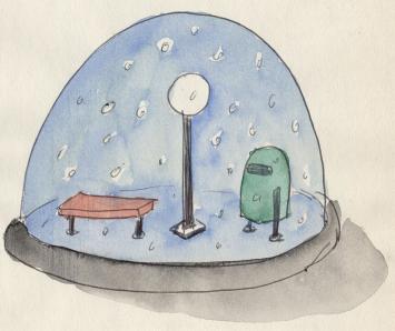 Opgehoogde tekening van de kunstenaar Koen Theys