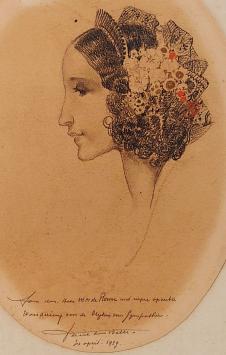 Ovale tekening van Karel van Belle aankopen