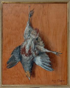 Schilderij, dode patrijs van de Belgische kunstenaar, schilder Louis Clesse