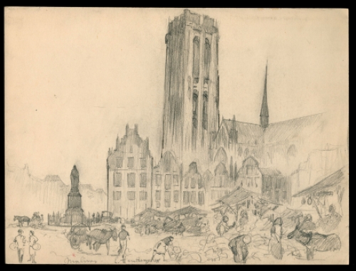 Tekening van Belgische kunstenaar Léopold Henderyckx