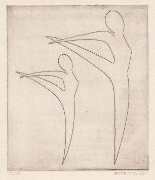 Een gesigneerde abstracte ets van Léon Smets