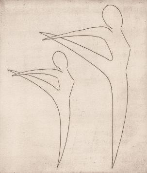 De Belgische etser Léon Smets met danseressen