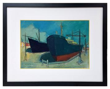 Droogdokken geschilderd door de kunstschilder Léon Smets