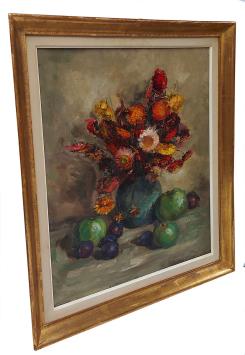 Bloemenstilleven met fruit