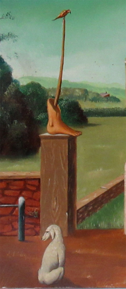 Surrealistisch schilderij van de Belgische schilder C. Prévot kopen