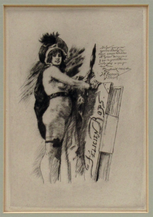 Félicien Rops met een ets