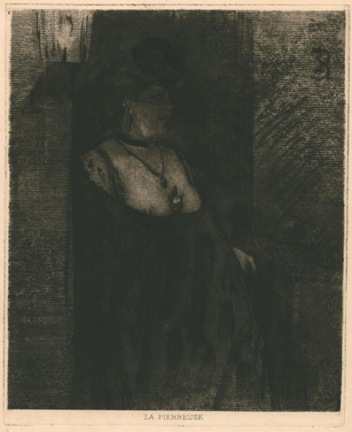 Félicien Rops met een ets, 1908