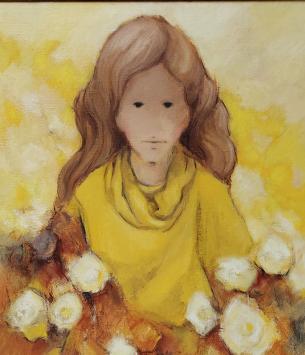 Roland Laermans  met een kunstwerk op canvas