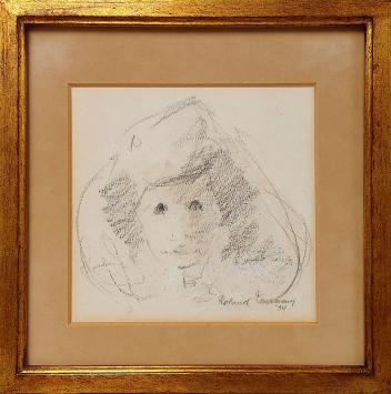 Potloodtekening van de Belgische kunstenaar Roland Laermans