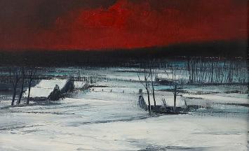 Roland Laermans  met een kunstwerk op canvas