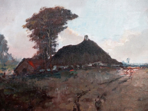 Olieverfschilderij van H J Pauwels landschapszicht