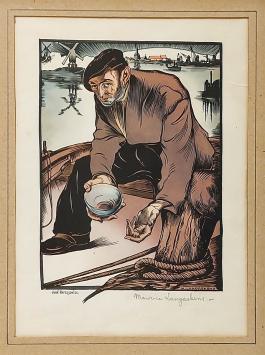 Houtsnede van de Belgische graficus M. Langaskens