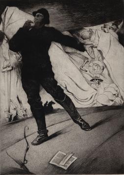 M. Langaskens met een ets uit 1934