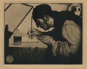 Ets van de Belgische kunstenaar Maurice Langaskens