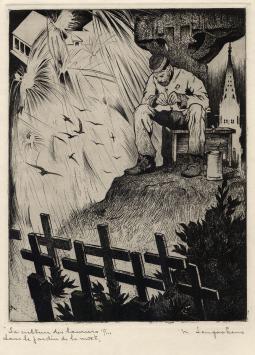 M. Langaskens met een ets uit 1934