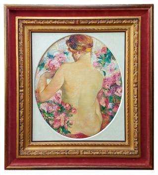 Langaskens Maurice met een schilderij
