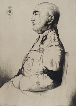 M. Langaskens met een ets uit 1935
