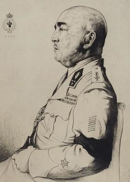 De Commandant, ets gesigneerd en genummerd