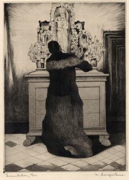 M. Langaskens met een ets uit 1934