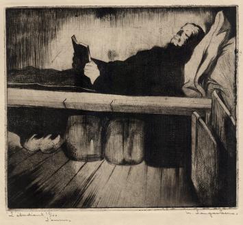 M. Langaskens met een ets uit 1934