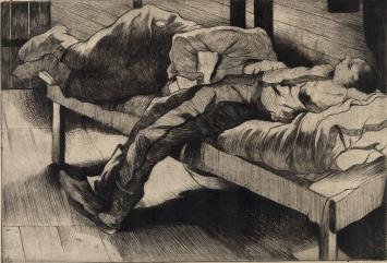 M. Langaskens met een ets uit 1934
