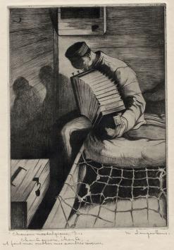 M. Langaskens met een ets uit 1934