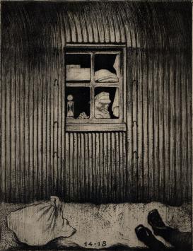 M. Langaskens met een ets uit 1934